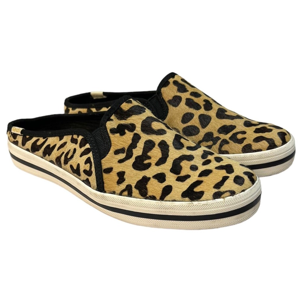 Keds Kate Spade New York Shoes Womens 7.5 Double Decker Mule Calf Hair Leopard - Picture 1 of 13